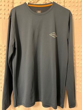 Quiksilver Men's Long-Sleeve Crew in Slate Gray with Subtle Logo